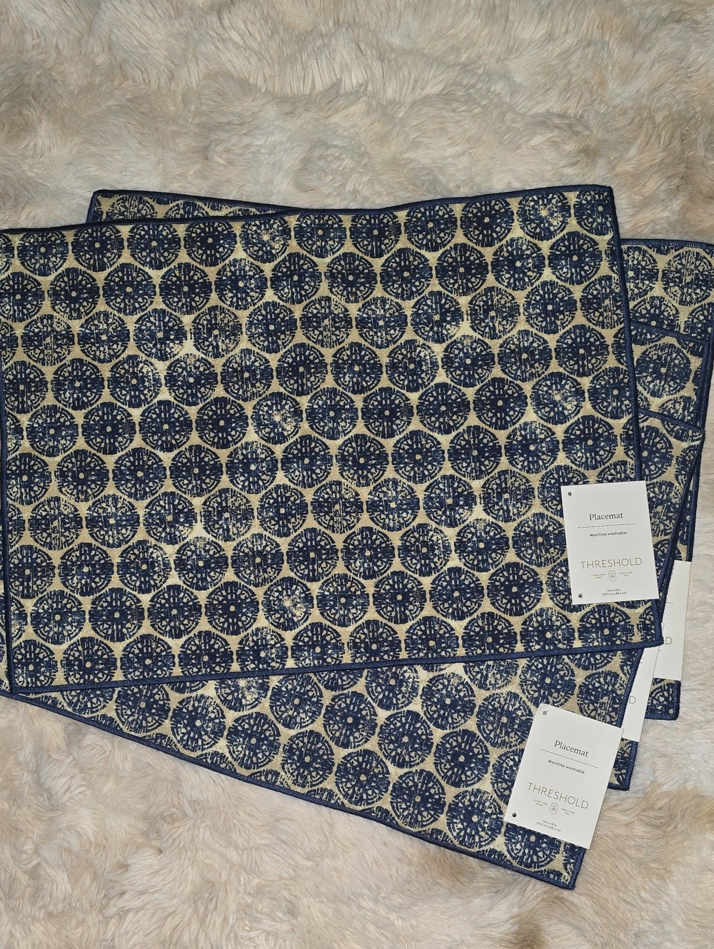 Threshold Navy and Cream Circular Print Placemats - Set of 4